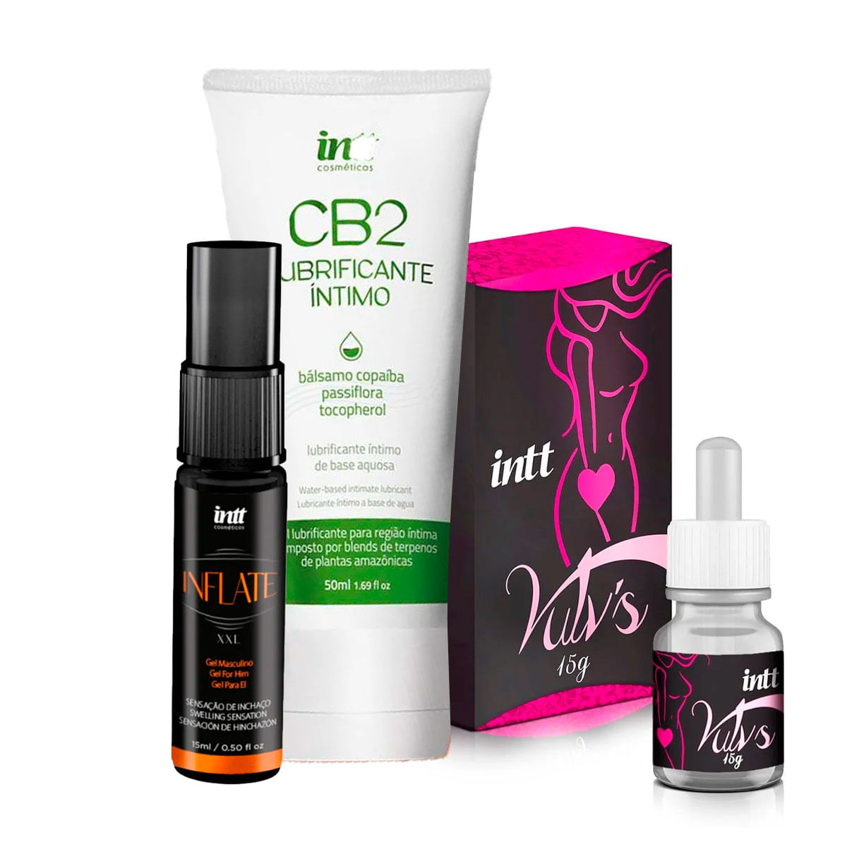 Kit com Lubrificante Linha CB2 Inflate Óleo De Massagem Corporal e Vulv's Excitante e Lubrificante