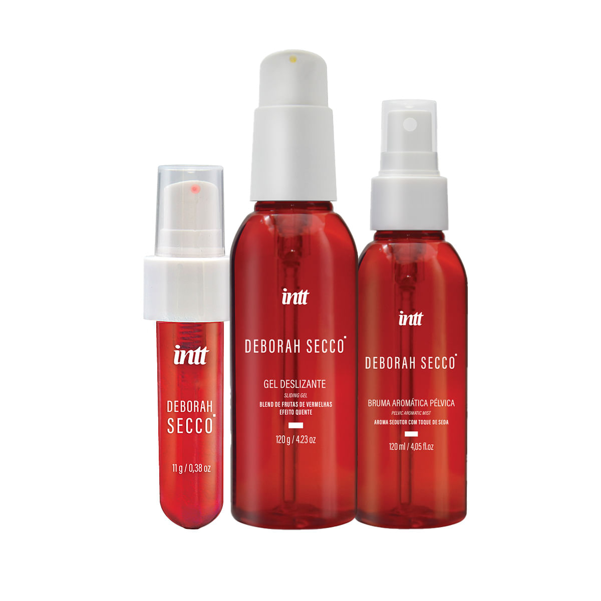 Kit com Calda Beijável Bruma Pélvica Aromática Toque de Seda e Gel Lubrificante Deborah Secco