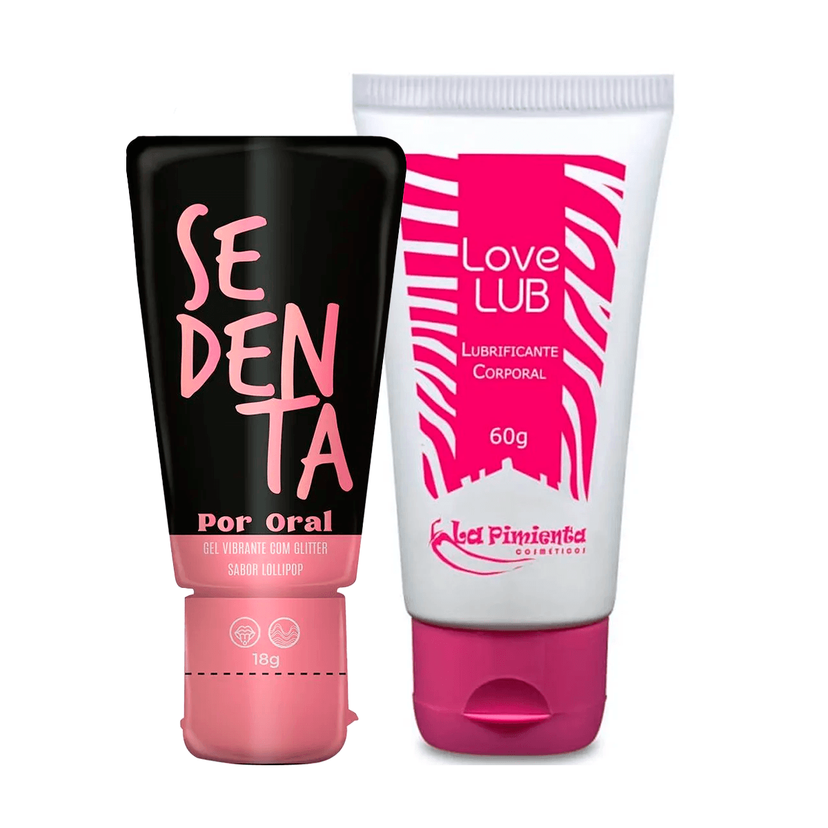 Duplinha com Sedenta por Oral Gel Comestível com Glitter e Love Lub Lubrificante Corporal Neutro
