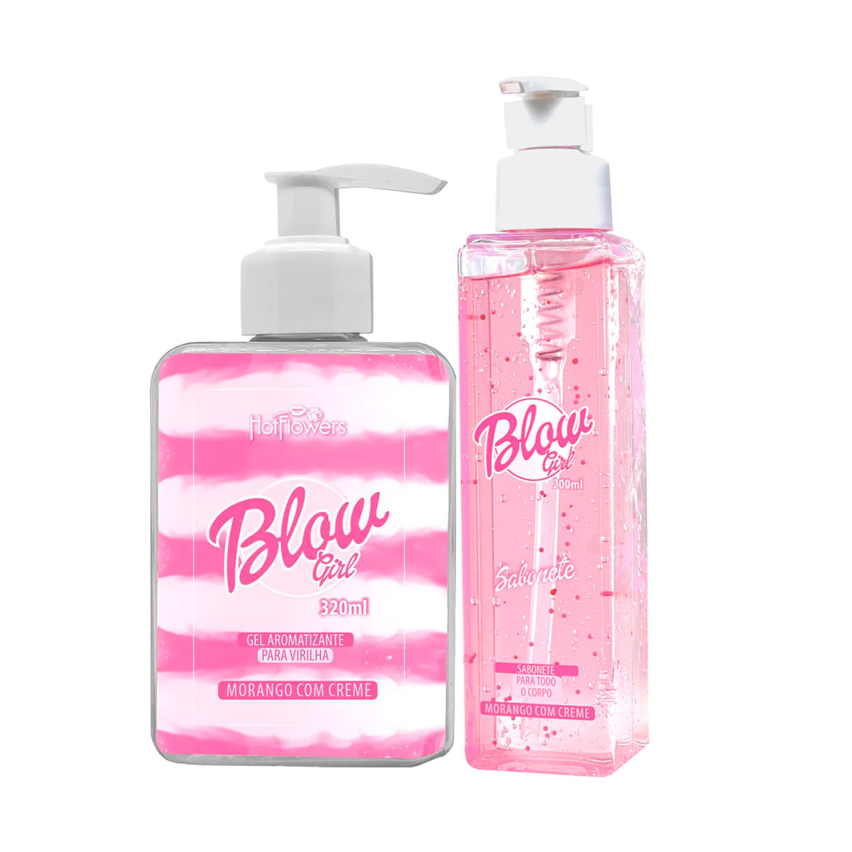 Duplinha com Blow Girl Gel Aromatizante Beijável Para Virilha e Blow Girl Sabonete Líquido Corporal