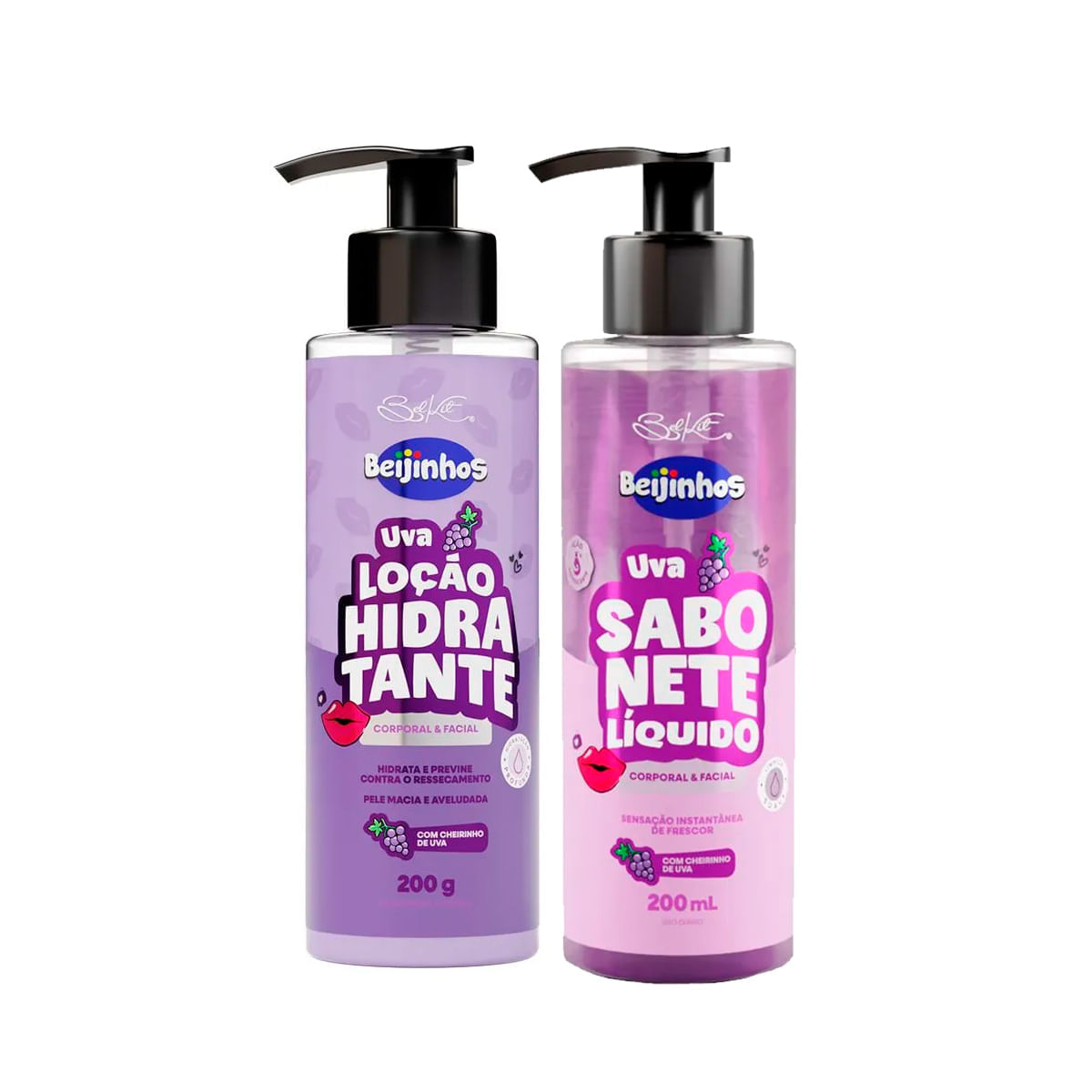 Duplinha com Loção Hidratante Beijinhos e Sabonete Líquido Beijinhos Corporal e Facial