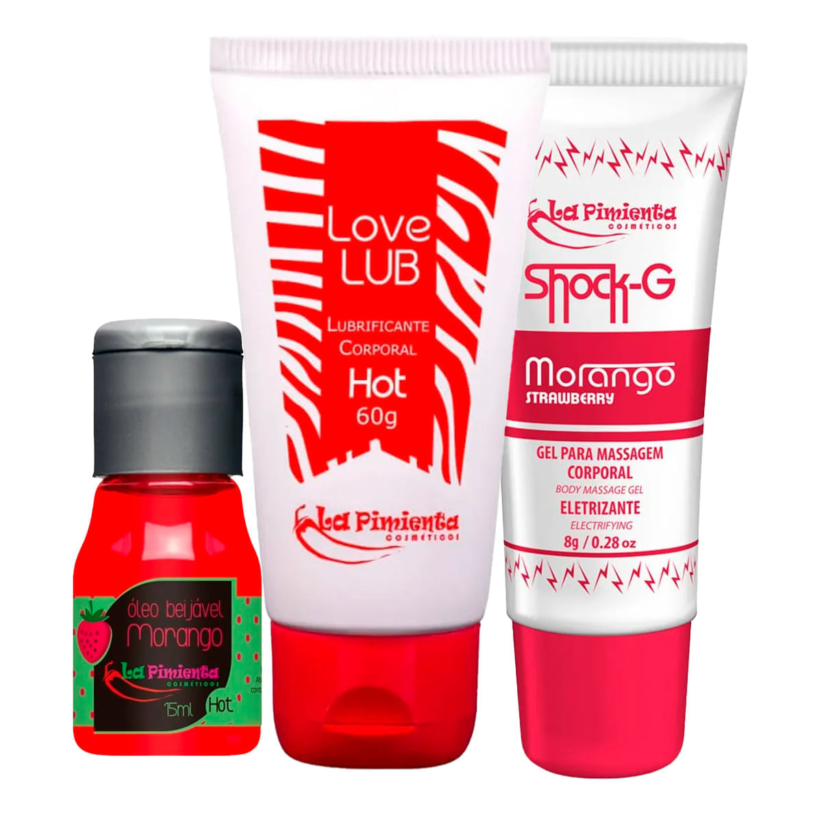 Kit com Óleo Beijável para Massagem Shock G Vibrador Líquido Excitante e Lubrificante Love Lub Hot