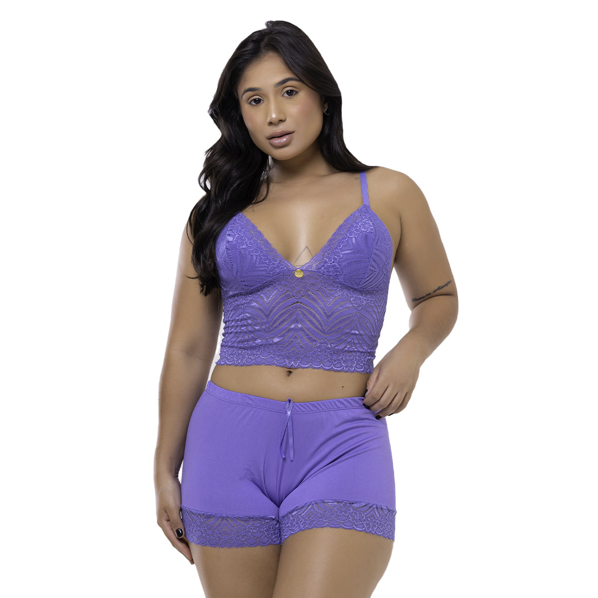 Short Doll Pamela com Detalhe em Renda Patitex