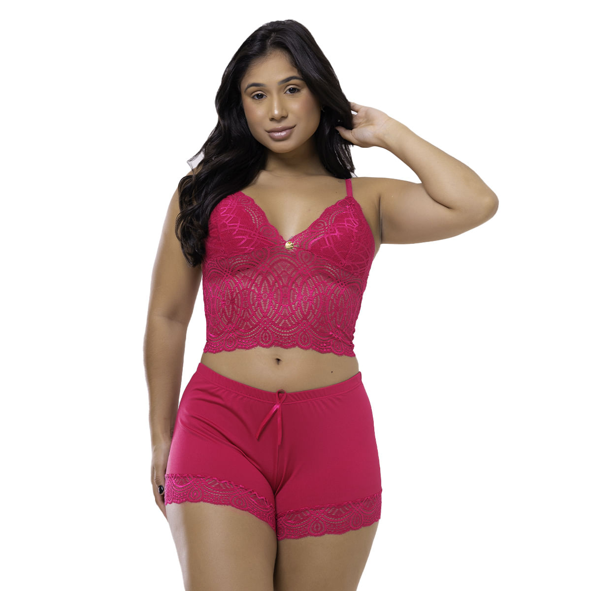 Short Doll Pamela com Detalhe em Renda Patitex