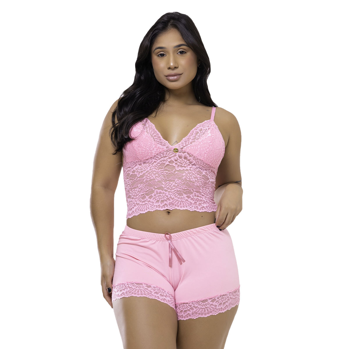 Short Doll Pamela com Detalhe em Renda Patitex