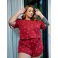 Pijama Estampado Plus Size Camiseta e Shorts Hot Love