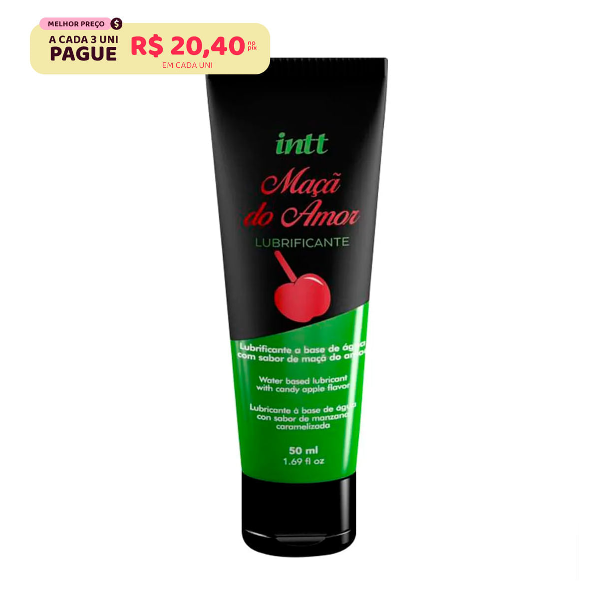 Lubrificante a Base de Água Sabor Maçã do Amor 50ml Intt