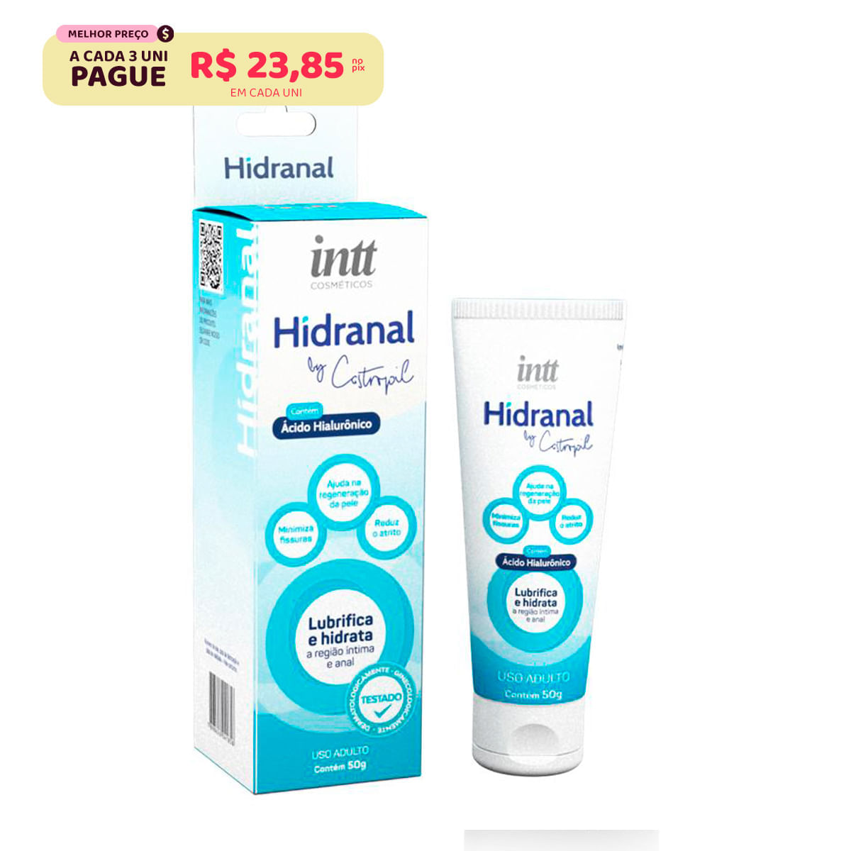 Hidranal Lubrificante Hidratante Anal com Ácido Hialurônico 50g By Castropil Intt