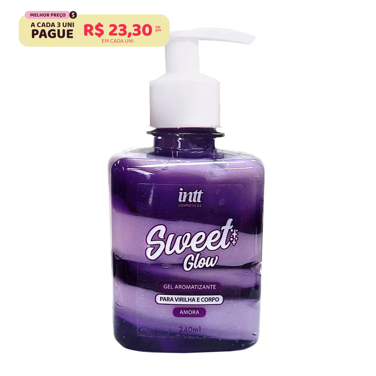 Sweet Glow Amora Gel Hidratante Beijável para Virilha e Bumbum 240ml Intt