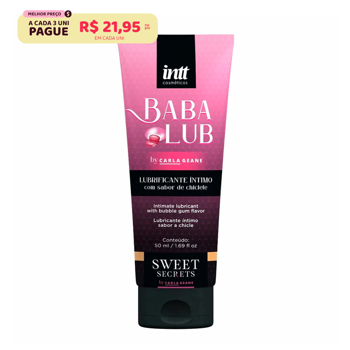 Babalub Lubrificante Beijável à Base d'Água 50ml Linha Sweet Secrets Intt