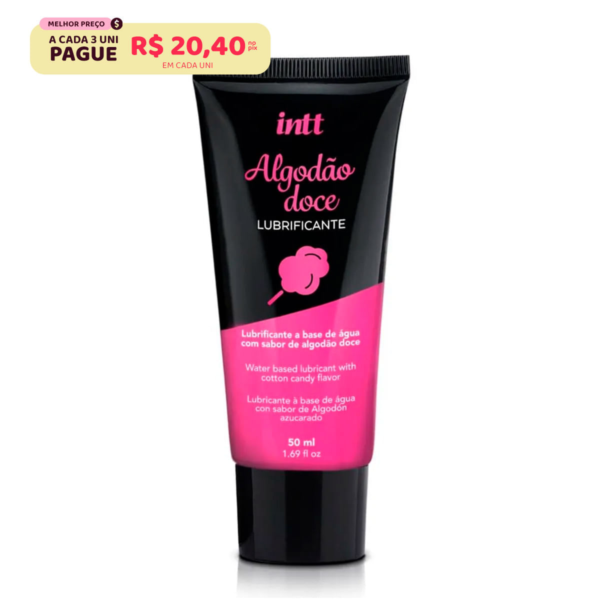 Lubrificante a Base de Água Sabor Algodão Doce 50ml Intt