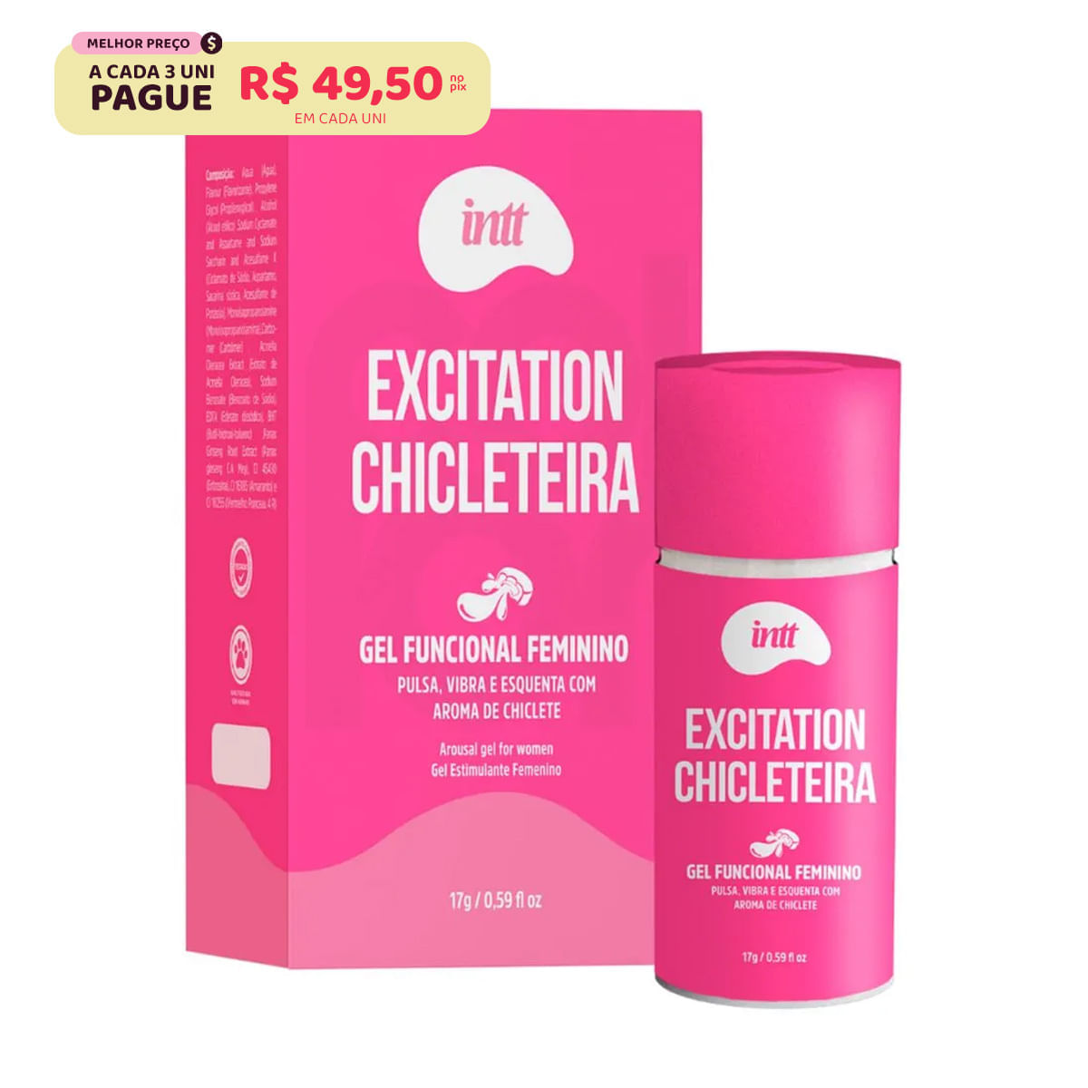 Excitation Chicleteira Excitante Feminino 17ml Linha Collors Intt