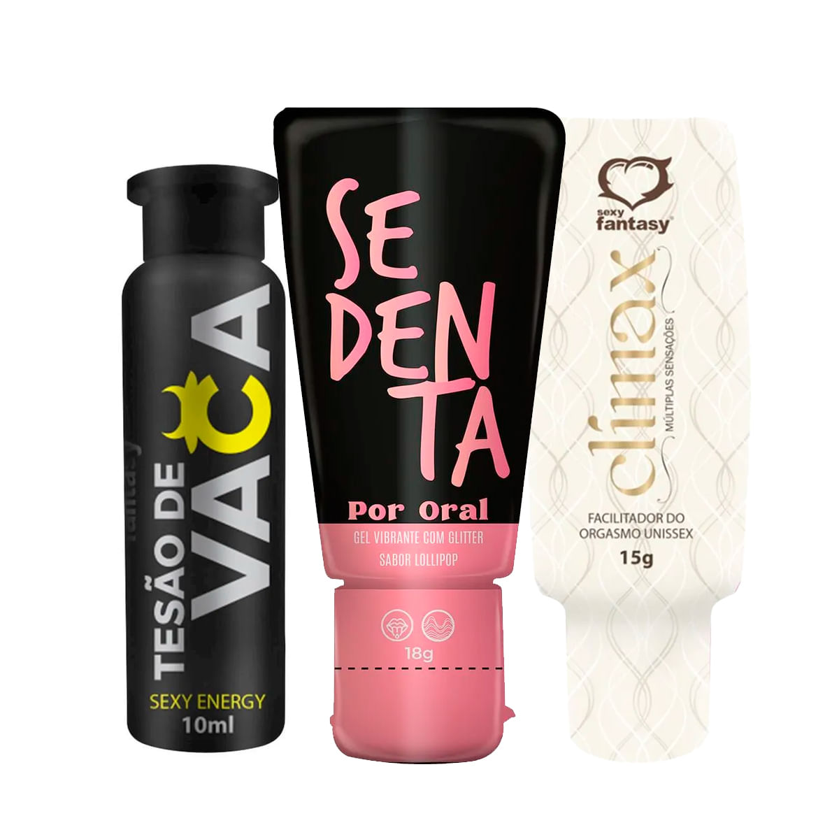 Kit com Sedenta por Oral Tesão de Vaca Afrodisíaco Natural e Clímax Facilitador de Orgasmo