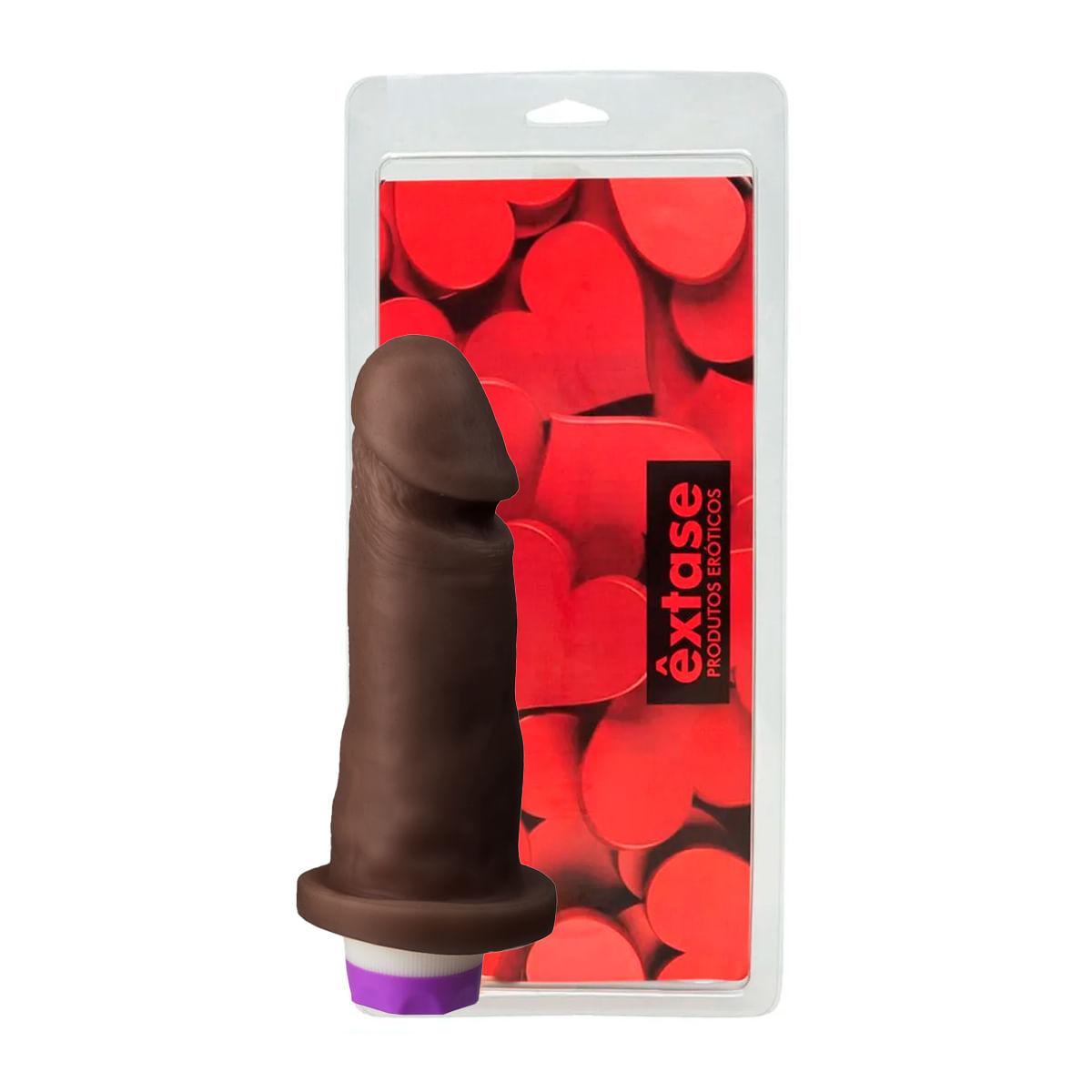 Prótese Realística com Vibro e Glande Marcada Maciça 15,4 x 4cm Êxtase