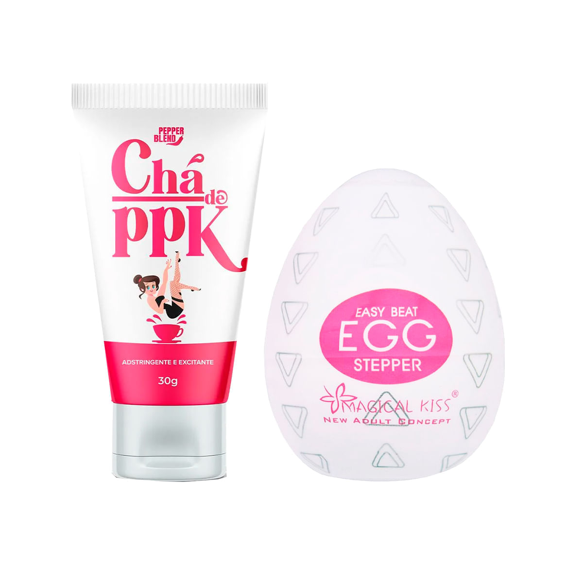 Duplinha com Chá de PPK Gel Adstrigente Excitante Feminino e Masturbador Masculino Egg Stepper