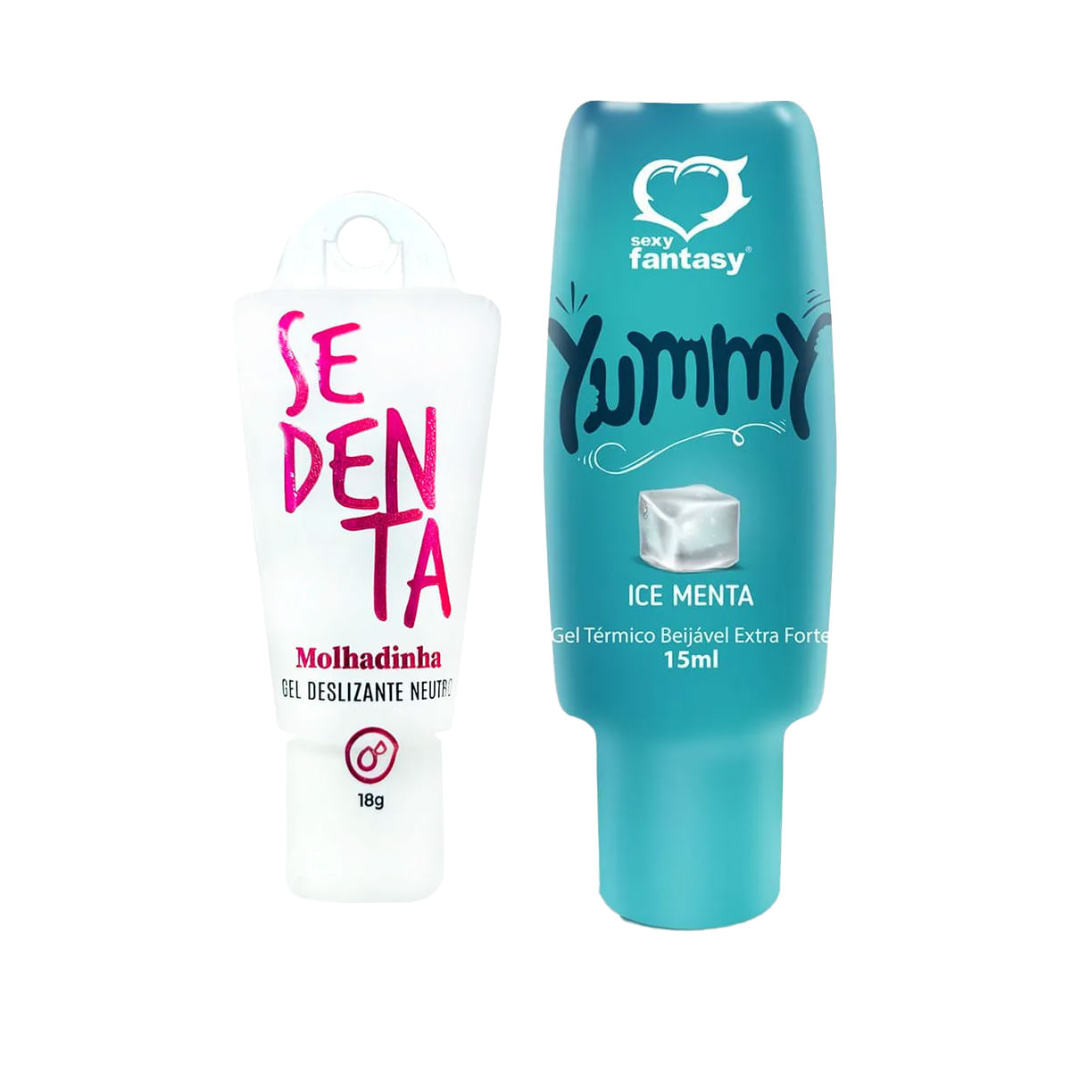 Duplinha com Sedenta Molhadinha Gel Deslizante Neutro e Yummy Gel Térmico Beijável