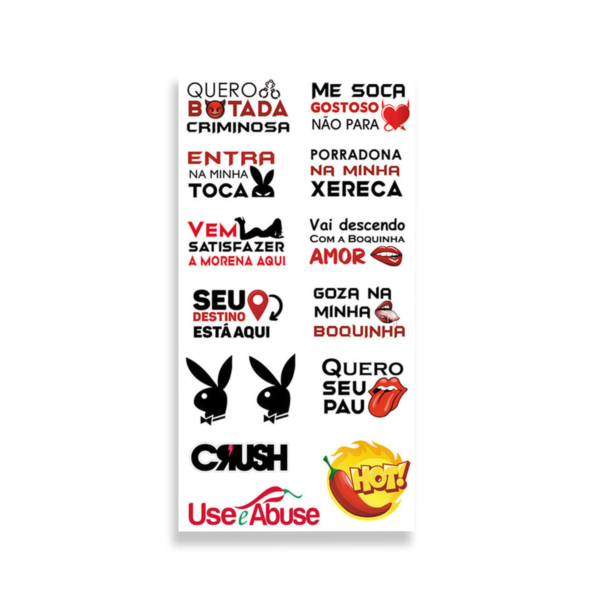 Cartela de Tatuagem Adesiva Me Soca Gostoso Não Para Luvi