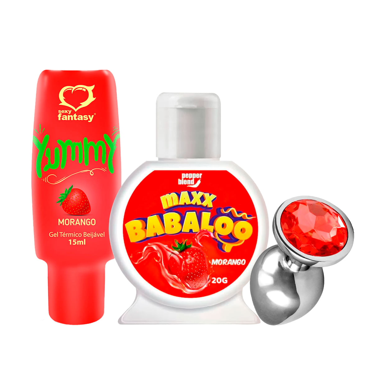 Kit com Yummy Gel Térmico Beijável Plug Anal Tamanho P MyVib e Maxx Babaloo