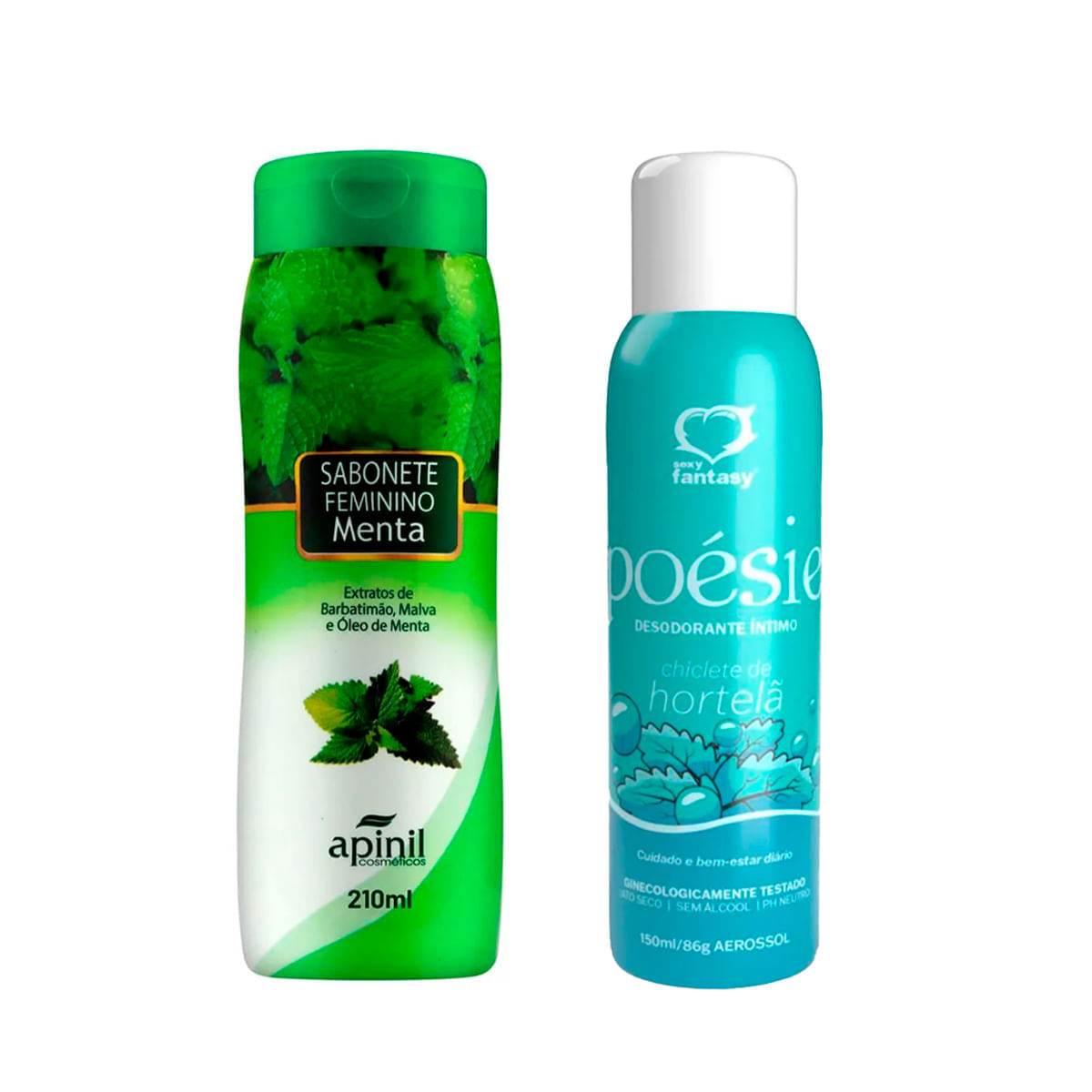 Duplinha com Sabonete Íntimo Aroma de Menta e Poésie Desodorante Íntimo Aerossol