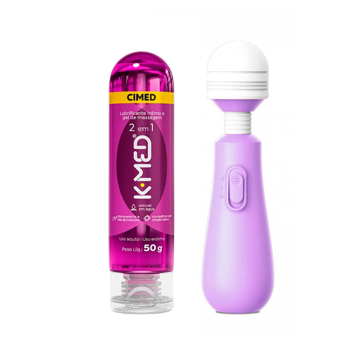 Duplinha com Lubrificante Íntimo K-Med e Vibrator Massageador Mini Varinha Mágica