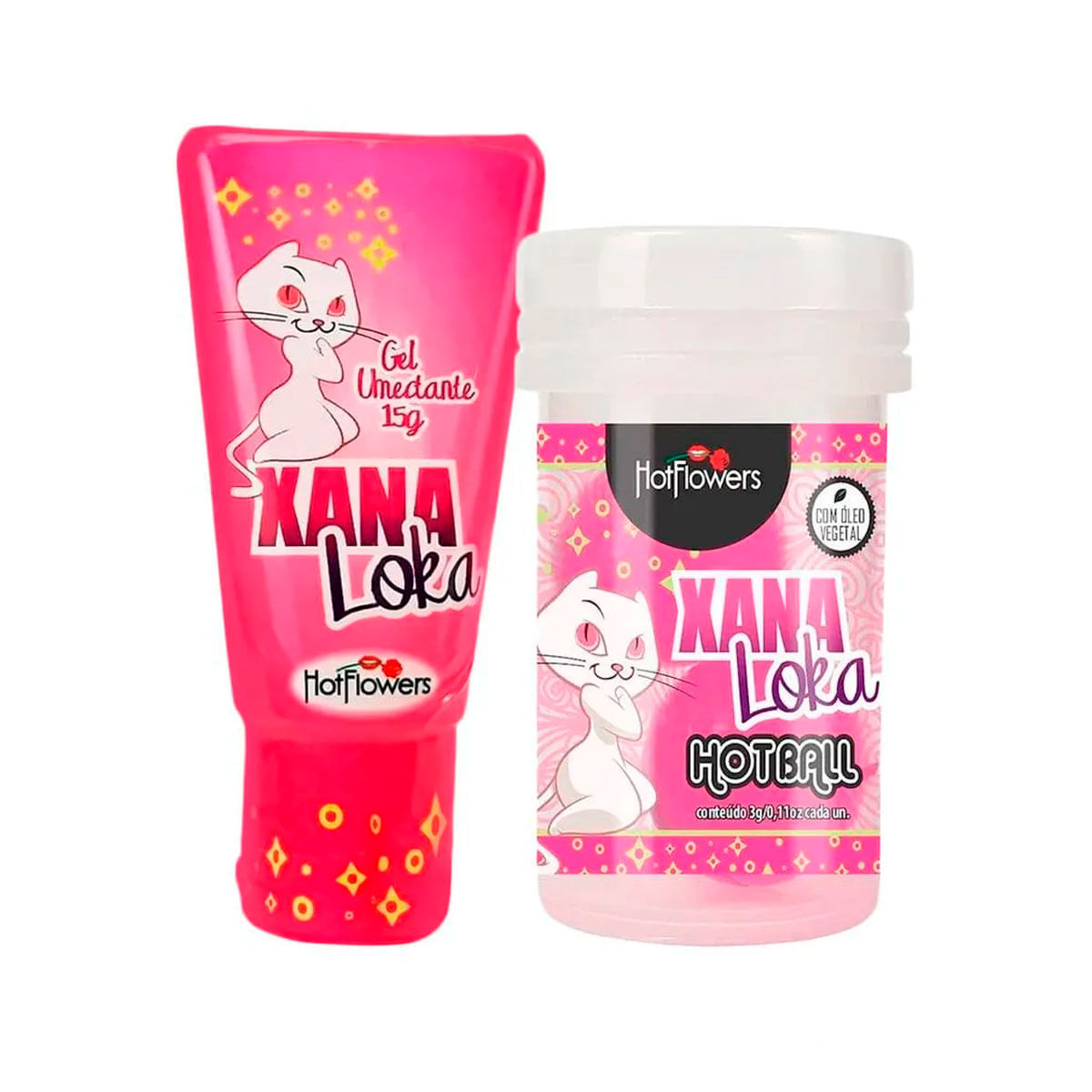 Duplinha com Hot Ball Xana Loka Esquenta Esfria Vibra e Xana Loka Excitante Feminino