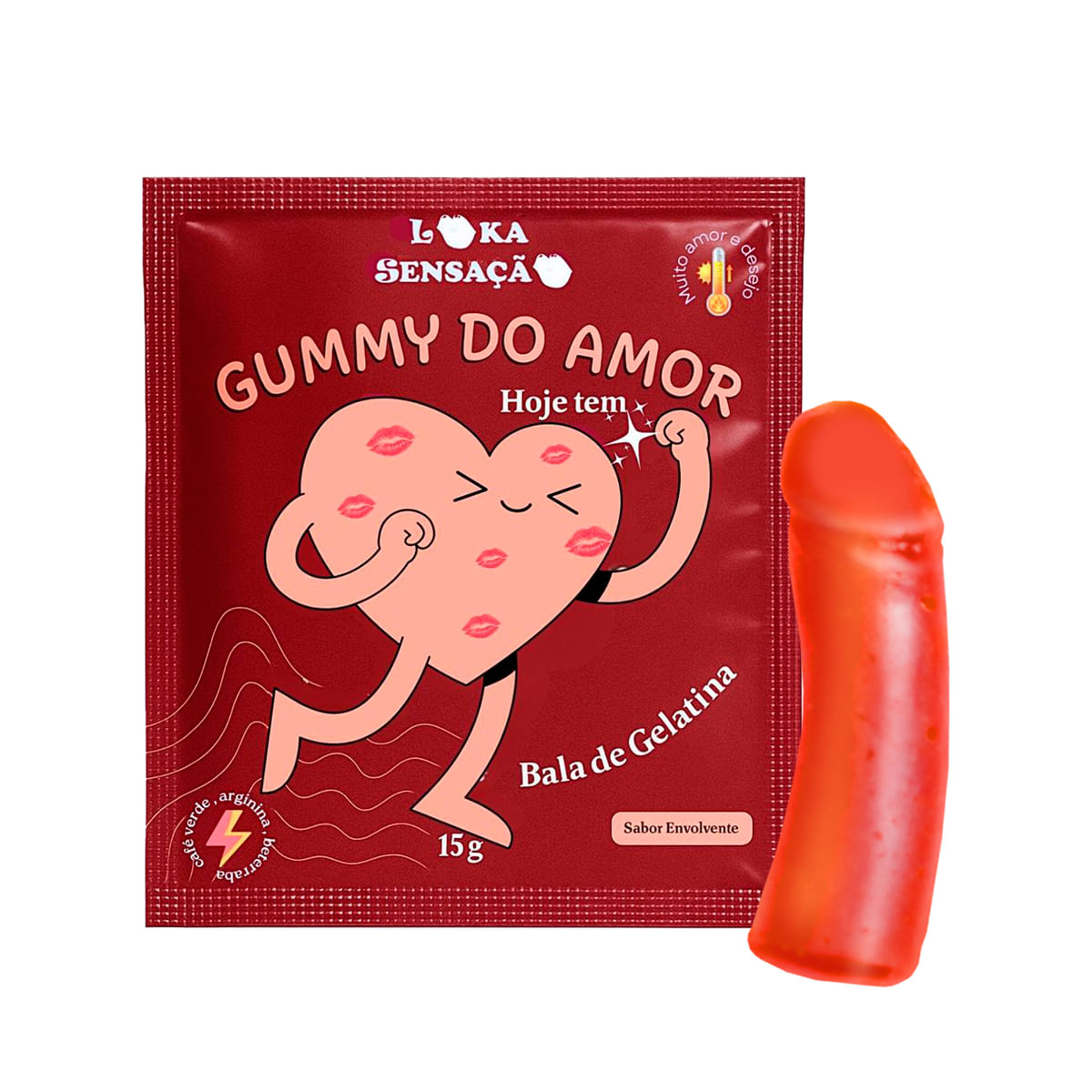 Gummy do Amor Hoje Tem Bala de Gelatina Masculino 15g Loka Sensação Gummy do Amor Hoje Tem Bala de Gelatina Masculino 15g Loka Sensação