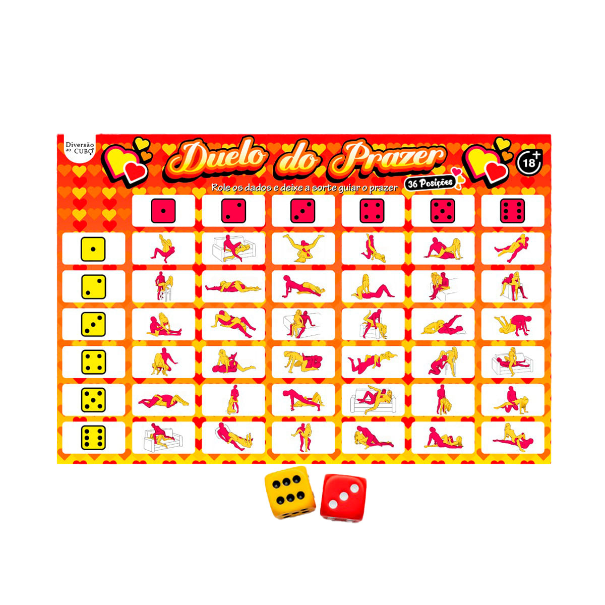 Duelo do Prazer 36 Posições Jogo de Tabuleiro com Desafios Eróticos Diversão ao Cubo