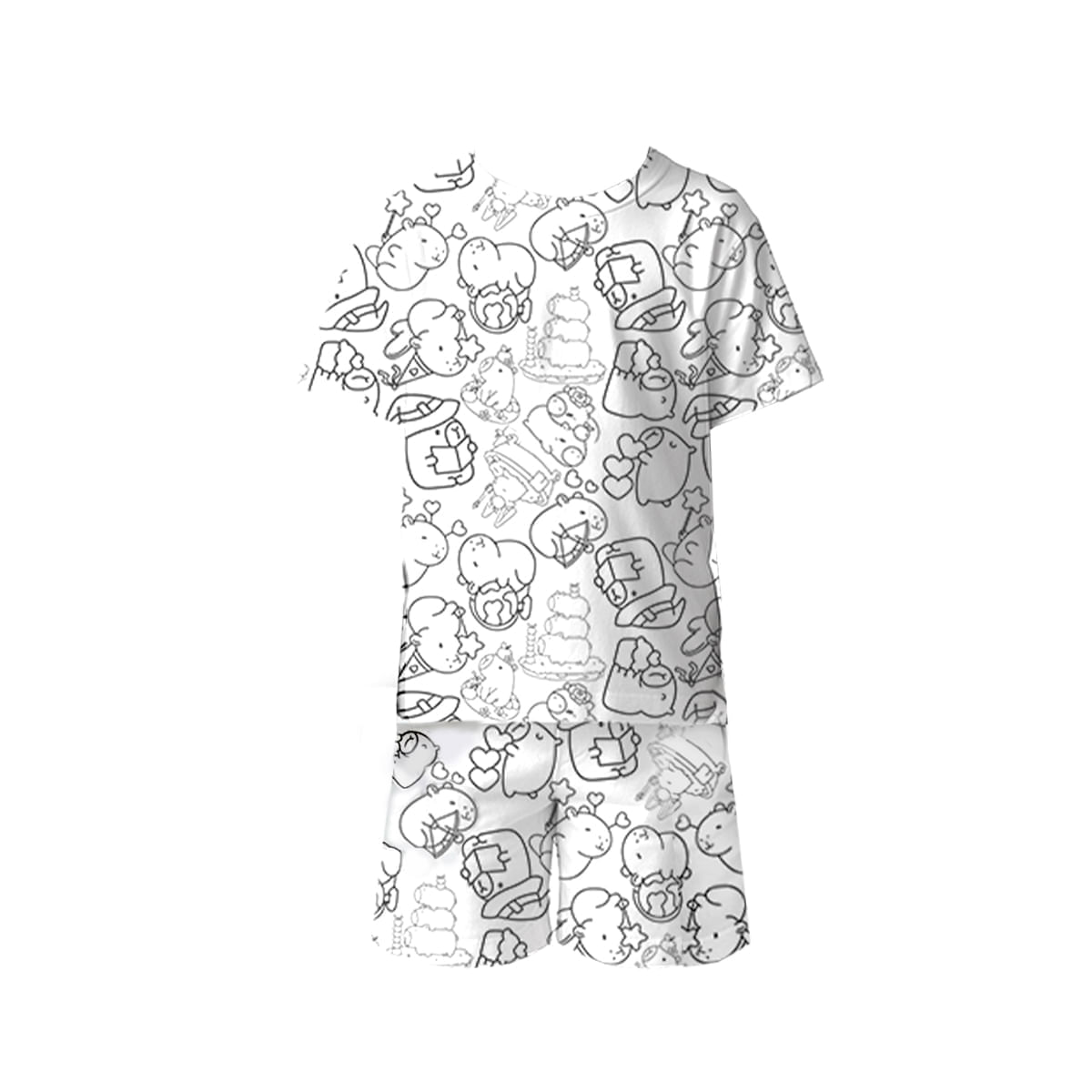 Pijama Infantil Unissex com Estampa para Colorir + 6 Canetinhas Pimenta Sexy