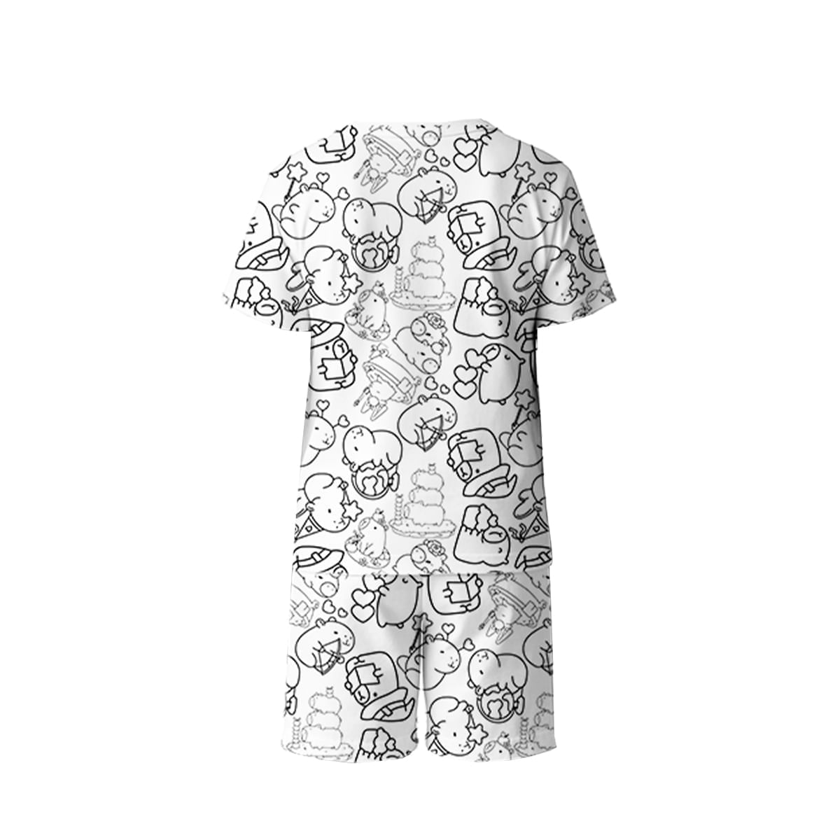 Pijama Infantil Unissex com Estampa para Colorir + 6 Canetinhas Pimenta Sexy