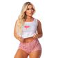 Pijama Feminino Shorts e Camiseta com Manga Curta Estampado Hot Love