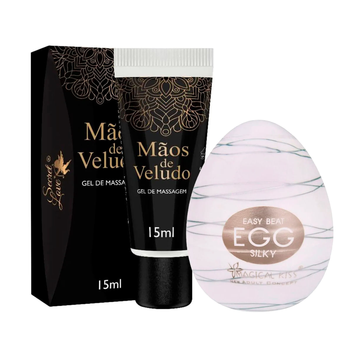 Duplinha com Mãos de Veludo Lubrificante Siliconado e Egg Silky Masturbador Masculino