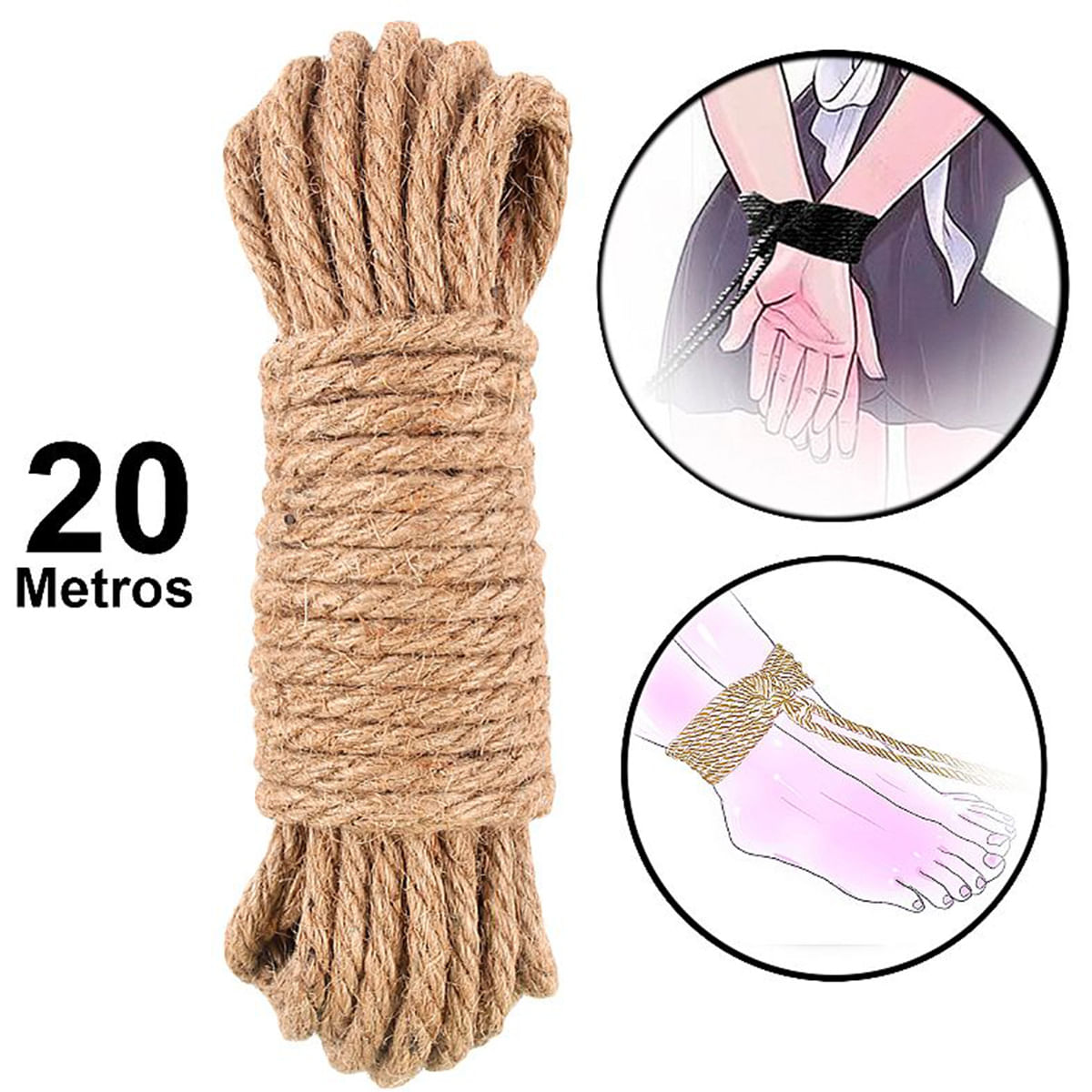 Corda Sado de Fibra Natural Bondage 20 Metros Sexy Import