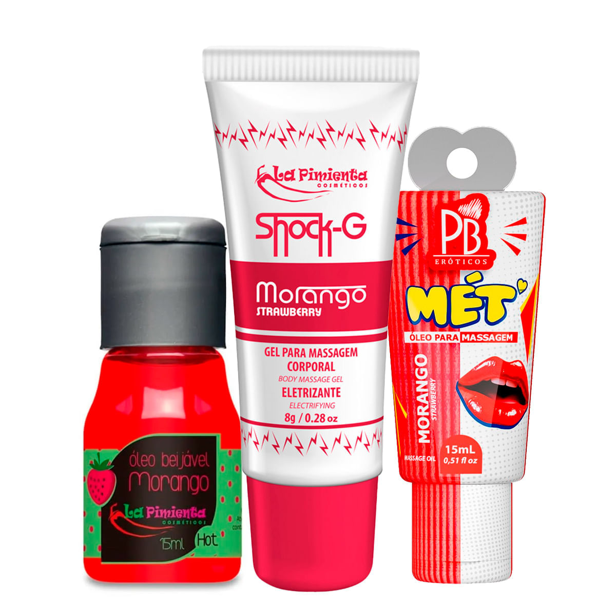 Kit com Óleo para Massagem Hot Vibrador Líquido Shock G e Lubrificante Love Lub LapiLove