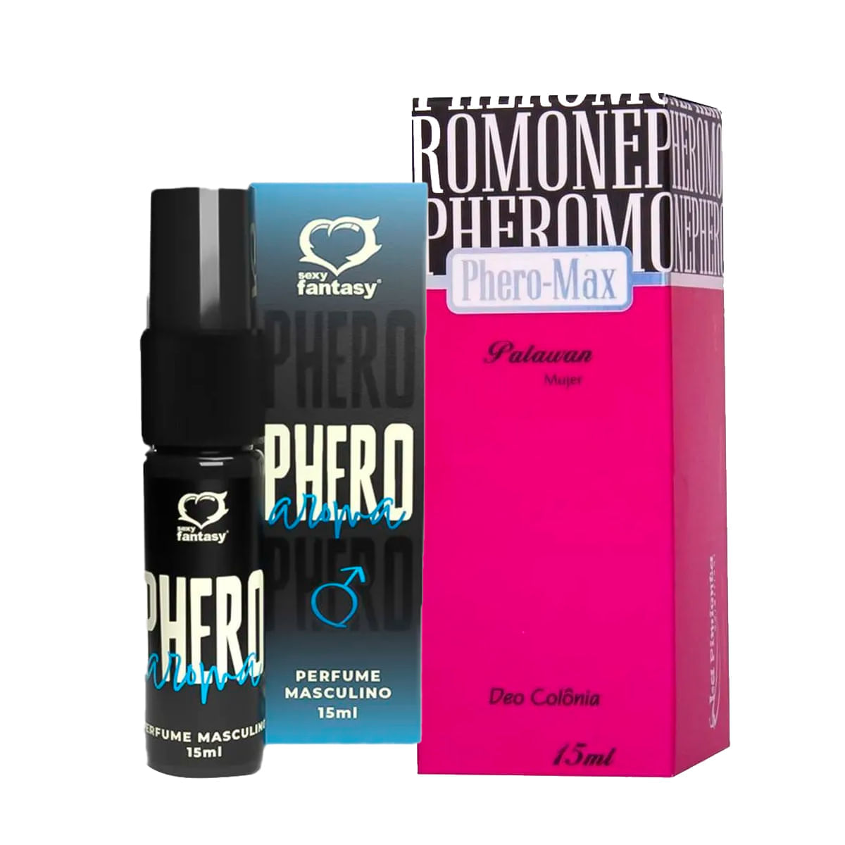 Duplinha com Phero Max Palawan Deo Colônia Feminina e Perfume Phero Aroma Masculino