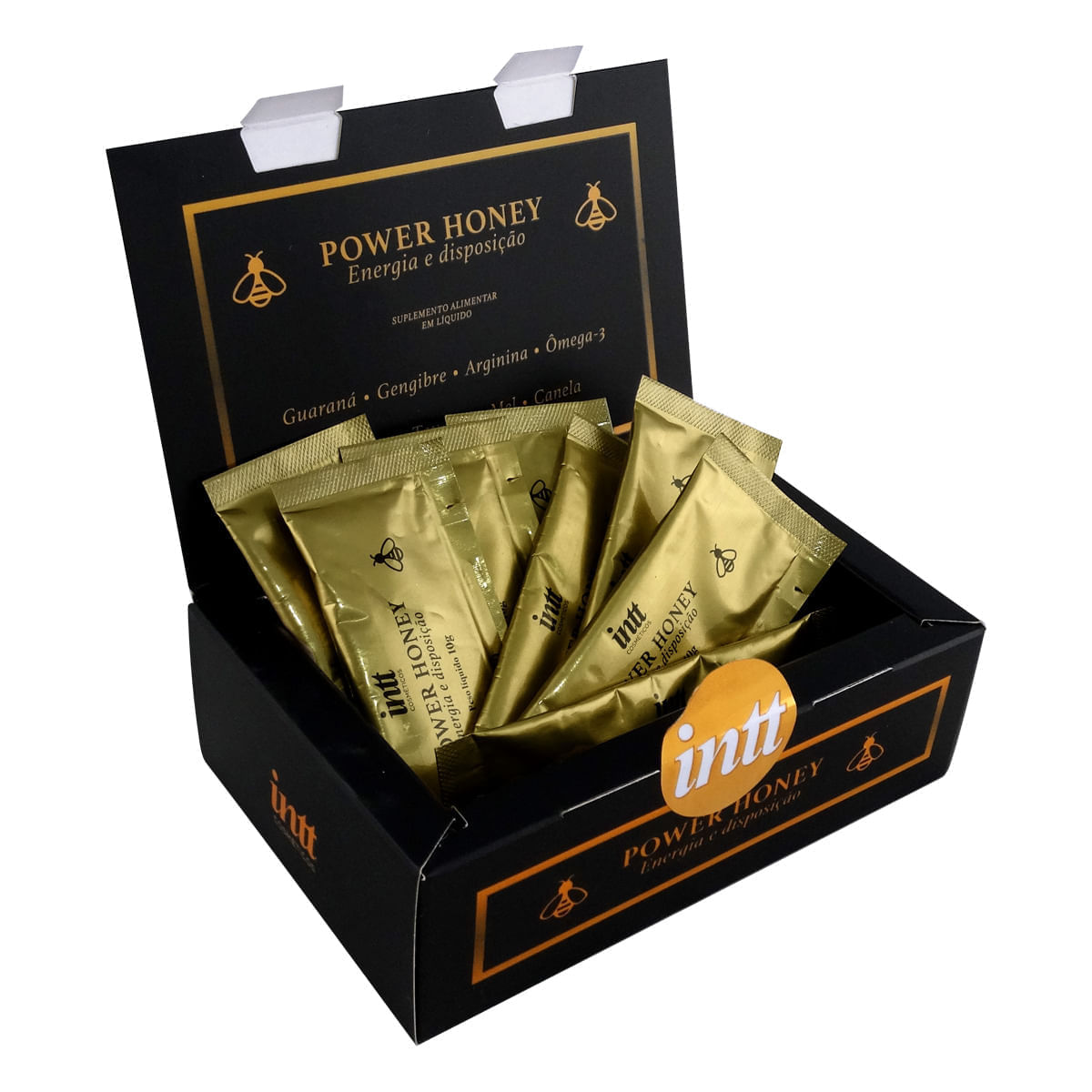 Power Honey Energia e Disposição Suplemento Alimentar Liquido Unissex com 8 Sachês 10g Intt