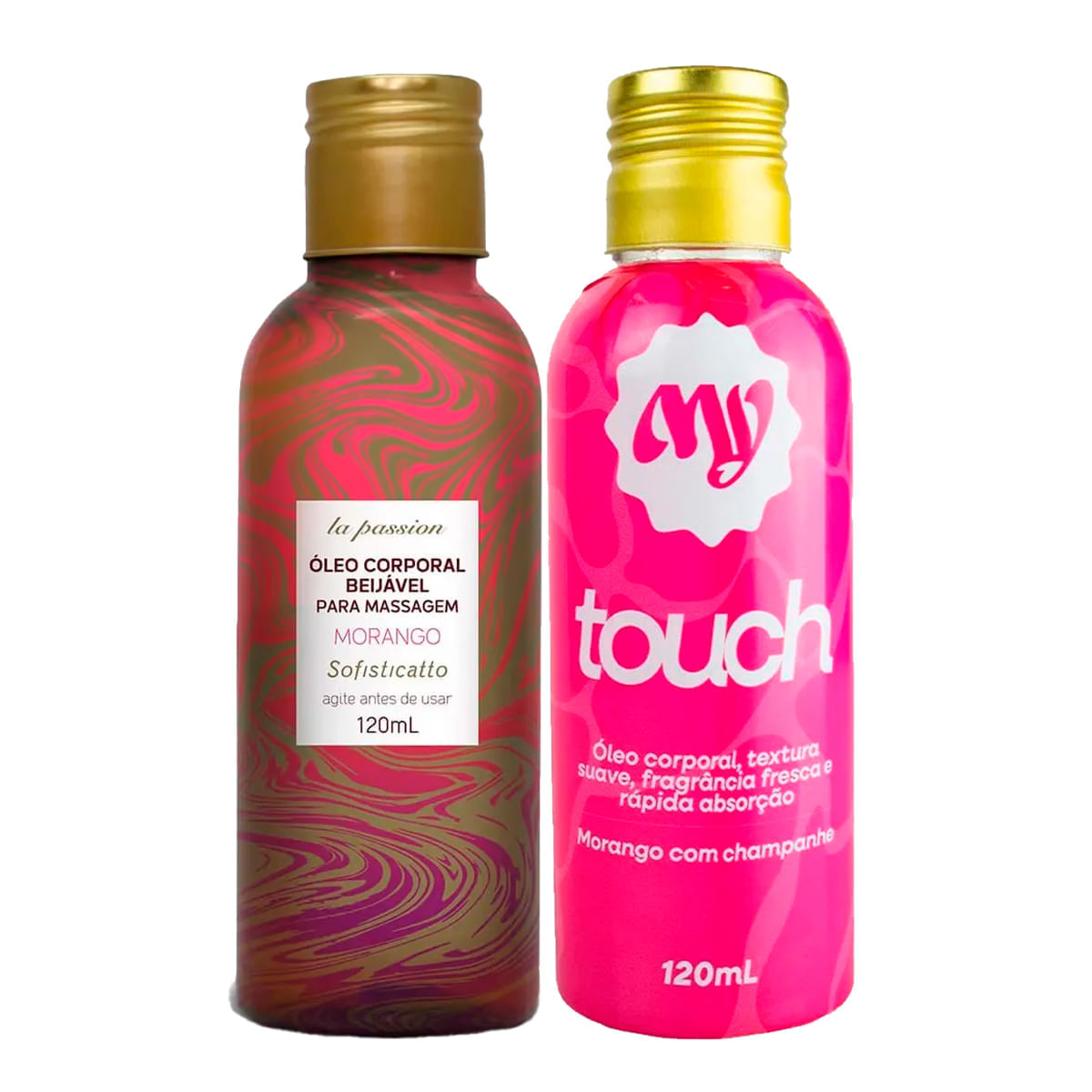 Duplinha com Óleo Corporal Beijável Para Massagem e MyTouch Óleo Corporal Bifásico Aromático