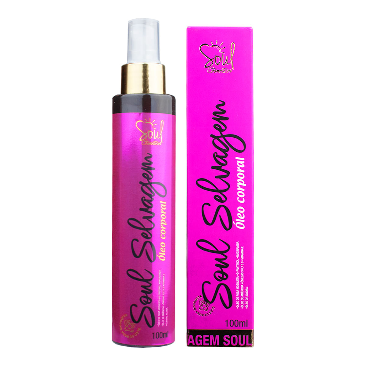 Soul Selvagem Óleo Corporal Hidratante com Rosa Mosqueta Amêndoas e Jojoba 100ml Soul Cosméticos