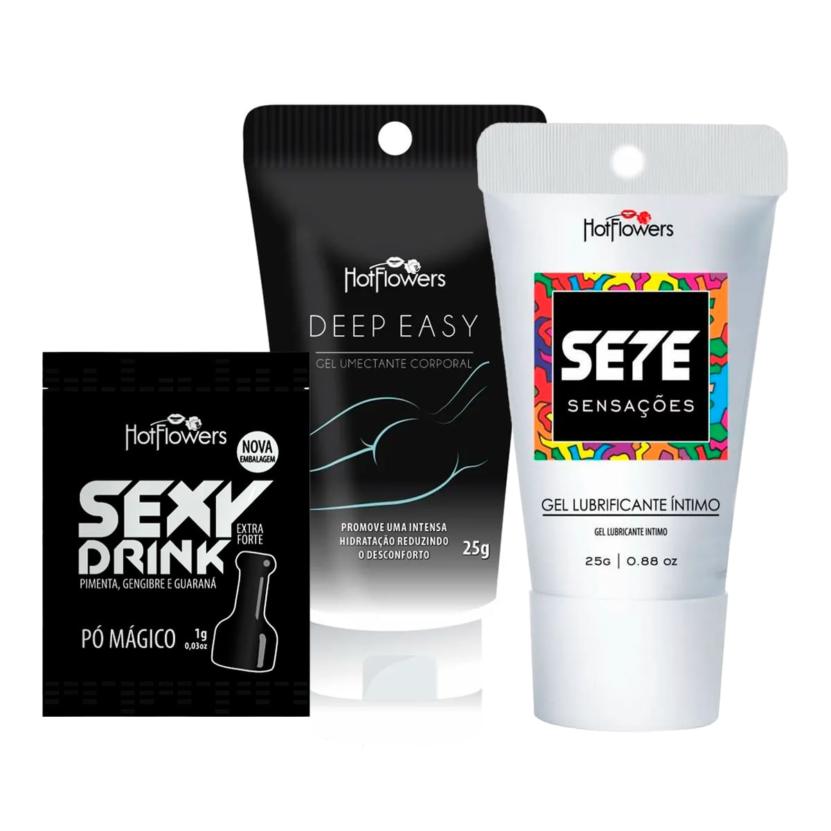 Kit com Gel para Sexo Anal Deep Easy Sexy Drink P Mgico e Sete Sensaes Gel Kit com Gel para Sexo Anal Deep Easy Sexy Drink P Mgico e Sete Sensaes Gel