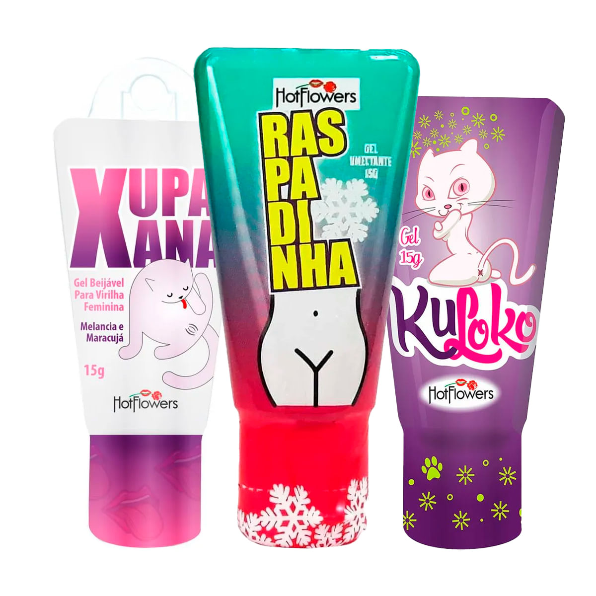 Kit com Xupa Xana Gel Beijável Sensibilizador Feminino Raspadinha e Dessensibilizante Kuloko