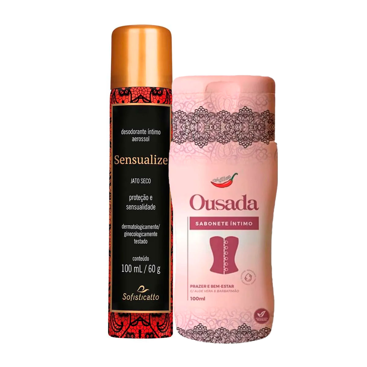 Duplinha com Sensualize Desodorante Íntimo Feminino e Ousada Sabonete Íntimo Feminino