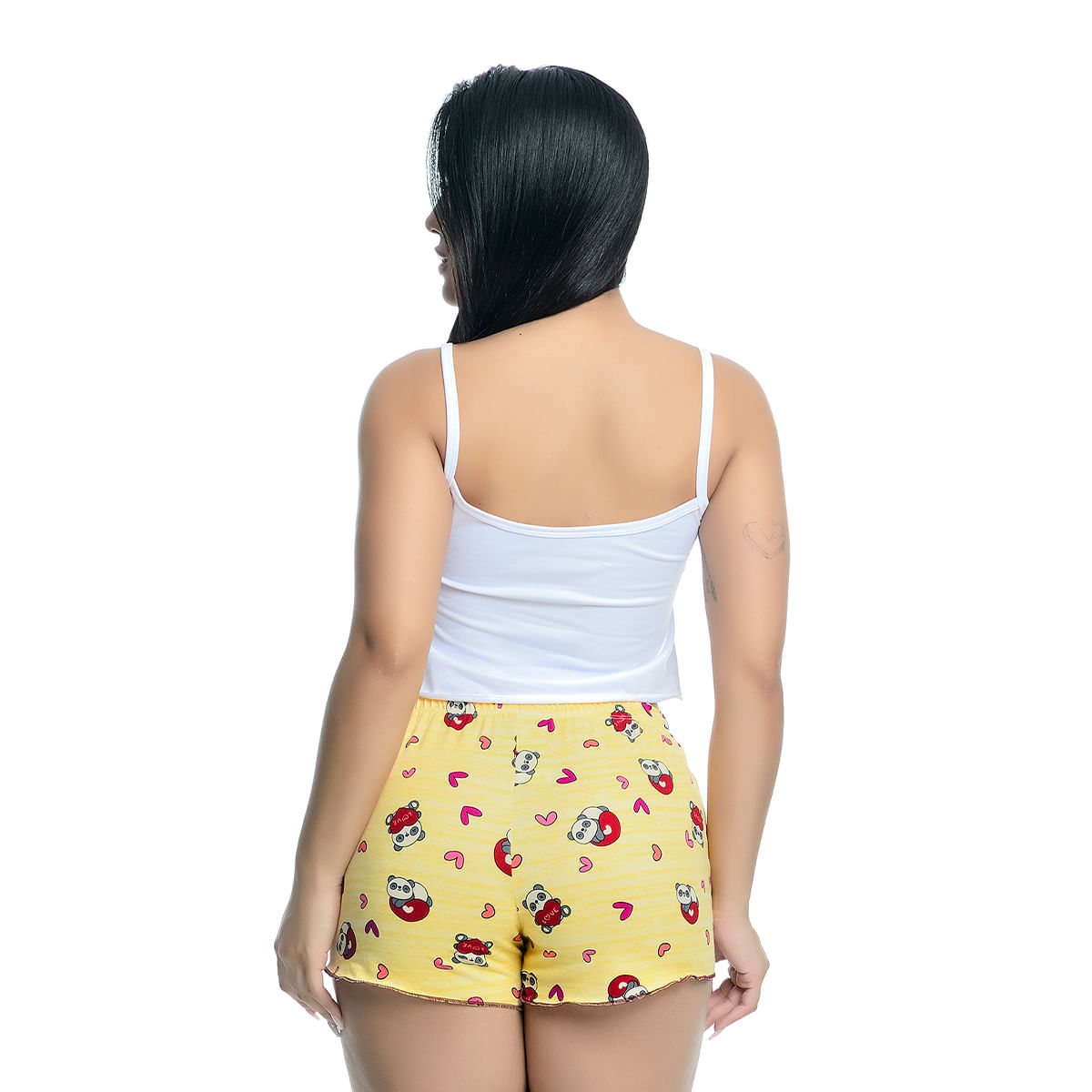 Pijama Shorts e Cropped Estampado Hot Love