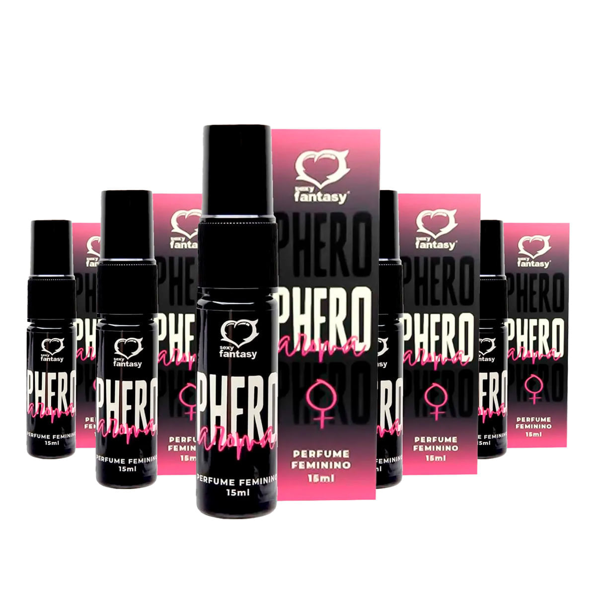 Kit com 5 Perfume Phero Aroma Feminino