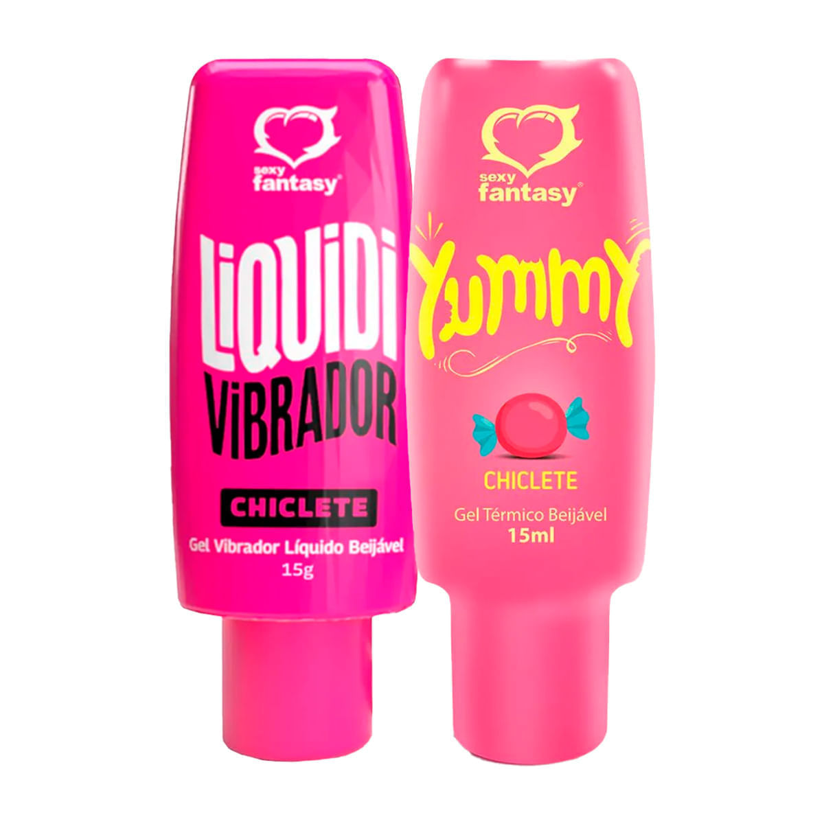 Duplinha com Yummy Gel Térmico Beijável e Vibrador Líquido Liquidi