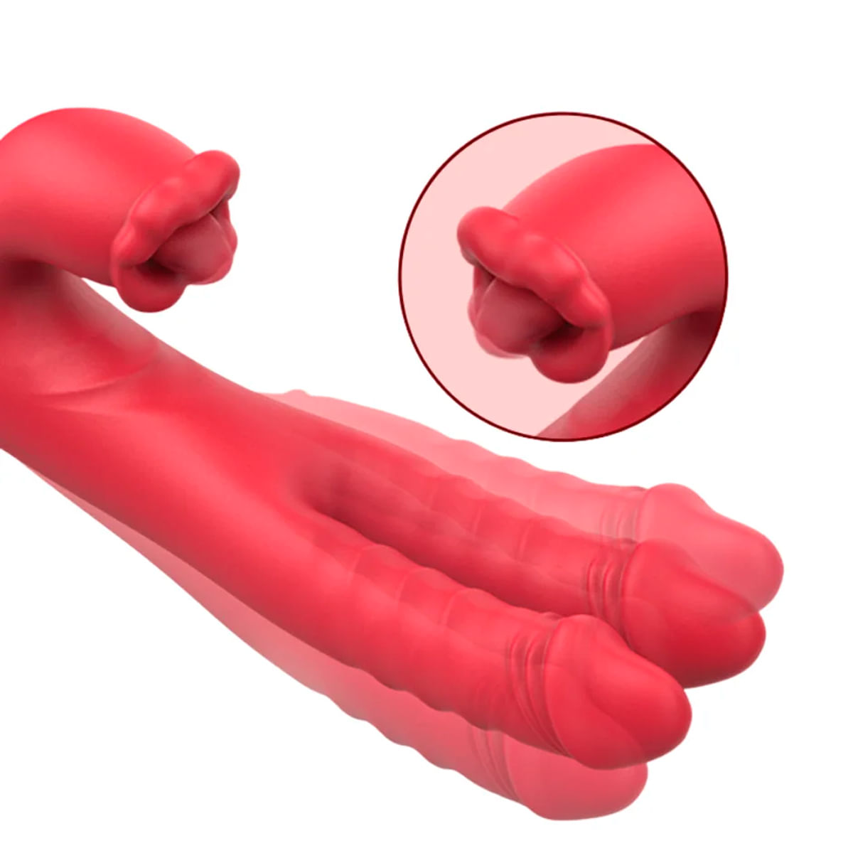 Vibrador Duplo Vai e Vem com Estimulador Clitoriano em Formato de Boquinha Me Ame Sex Toys