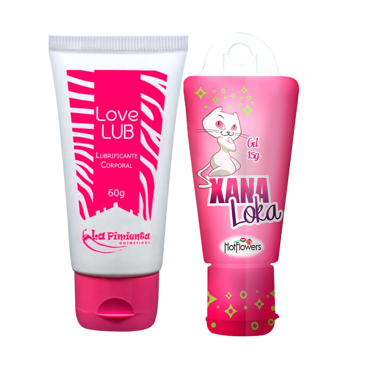 Duplinha com Love Lub Lubrificante Neutro e Xana Loka Gel Excitante Feminino
