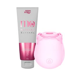 Duplinha com MO Molhada Revoada Gel Excitante e Estimulador de Clitóris em Formato de Rosa