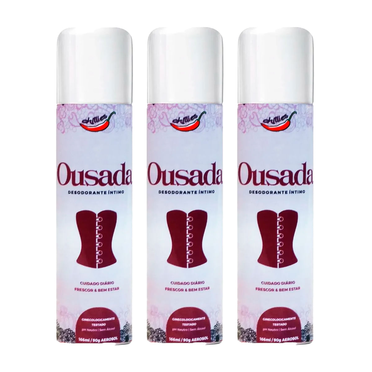 Kit com 03 Desodorante Íntimo em Aerosol Ousada