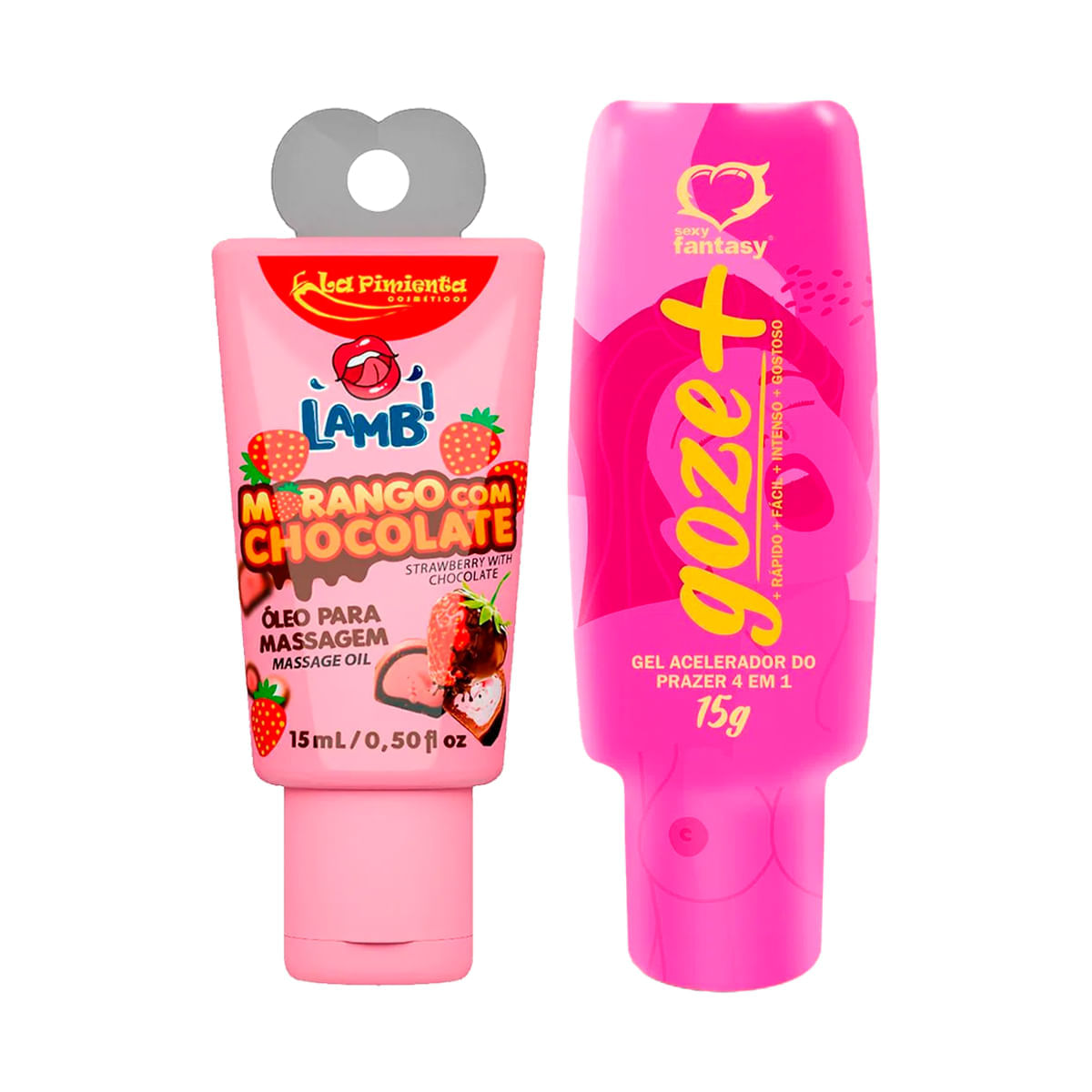 Duplinha com Lamb Óleo para Massagem e Goze + Acelerador do Prazer 4 em 1