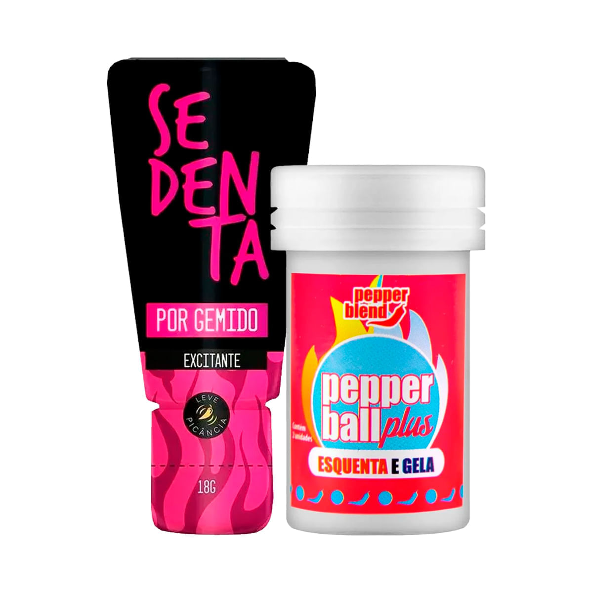 Duplinha com Sedenta por Gemido Excitante com Picância Suave e Pepper Ball Plus Esquenta e Esfria