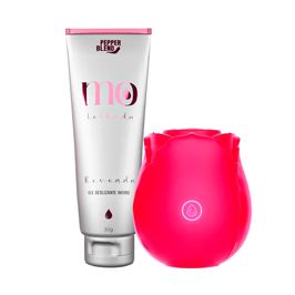 Duplinha com MO Molhada Revoada Deslizante e Estimulador de Clitóris Rosa